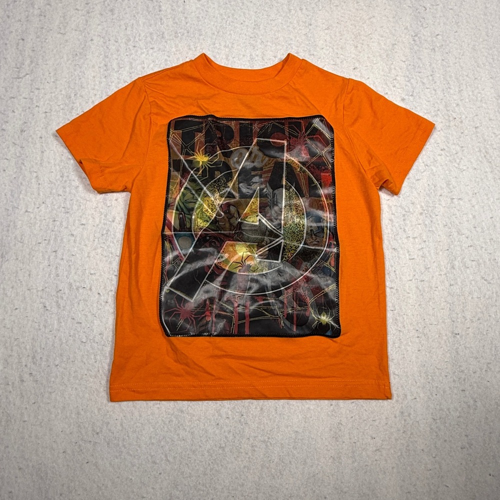Marvel Avengers Kids Orange Halloween Trick or Treat Graphic T-Shirt XS 4/5